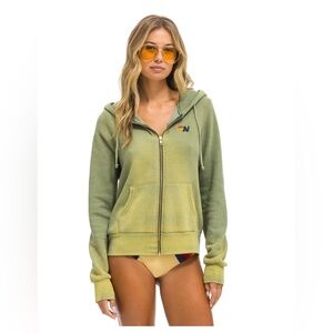 Aviator Nation Zip Up Hoodie Faded Army Medium